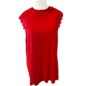 3/25😊 Bright Orange red blouse w ruffle cap sleeve. Sz S